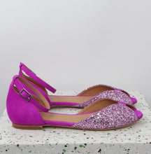 Load image into Gallery viewer, JULIETTE Glitter Cold Rose & Suede Neon Fuxia