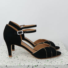 Load image into Gallery viewer, PHOEBE Suede Black & Gold - Emma Go Shoes