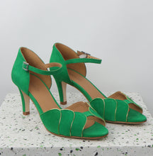 Load image into Gallery viewer, PHOEBE Suede Bright Green & Nappa Gold