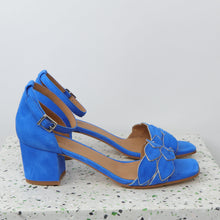 Load image into Gallery viewer, ZOE Suede Blue & Nappa Gold