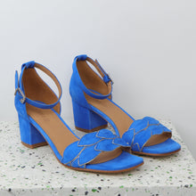 Load image into Gallery viewer, ZOE Suede Blue & Nappa Gold