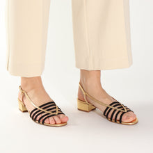 Load image into Gallery viewer, ALEXIS Suede Black & Gold - Emma Go Shoes