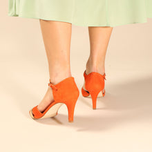Load image into Gallery viewer, ASTRID Suede Orange & Gold - last pair 37 - Emma Go Shoes