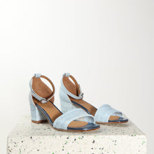 Load image into Gallery viewer, Becky Croc Blue & Metal Blue