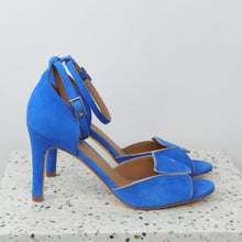 Load image into Gallery viewer, GABBY Suede Blue & Gold