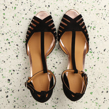 Load image into Gallery viewer, JOELLE Suede Black & Rosegold - last pairs 36, 37 ,38, 40 - Emma Go Shoes