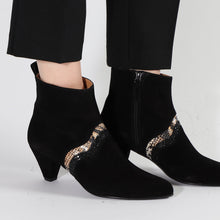 Load image into Gallery viewer, Karen Suede Black, Glitter Black & Snake - Emma Go Shoes