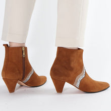 Load image into Gallery viewer, Karen Suede Cognac & Glitter - Emma Go Shoes
