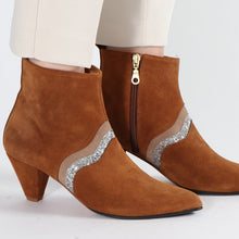 Load image into Gallery viewer, Karen Suede Cognac & Glitter - Emma Go Shoes