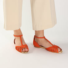 Load image into Gallery viewer, LILY Suede Orange & Gold - Emma Go Shoes