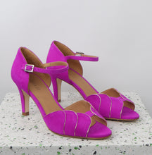 Load image into Gallery viewer, PHOEBE Suede Neon Fuxia & Nappa Gold