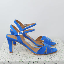 Load image into Gallery viewer, SELENA Suede Blue & Nappa Gold