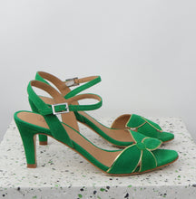 Load image into Gallery viewer, SELENA Suede Bright Green & Nappa Gold