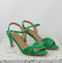Load image into Gallery viewer, SELENA Suede Bright Green & Nappa Gold
