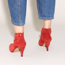 Load image into Gallery viewer, Tania Suede Red and Gold - last pairs 39 - Emma Go Shoes