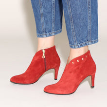 Load image into Gallery viewer, Tania Suede Red and Gold - last pairs 39 - Emma Go Shoes