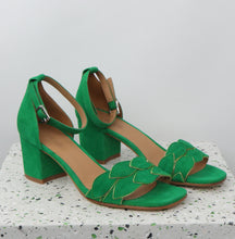 Load image into Gallery viewer, ZOE Suede Bright Green & Nappa Gold