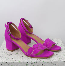 Load image into Gallery viewer, ZOE Suede Neon Fuxia & Nappa Gold