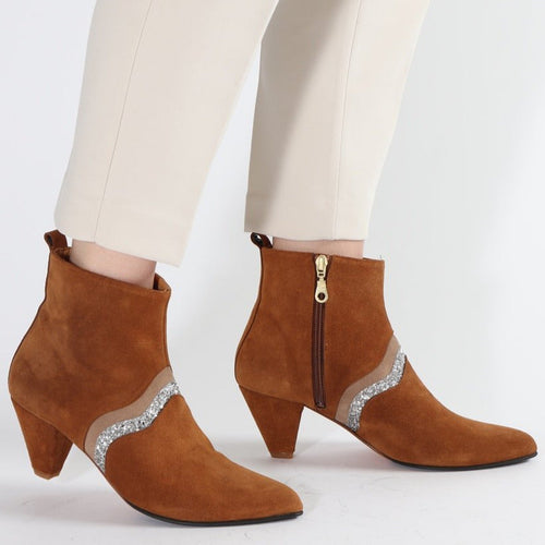 Karen Suede Cognac & Glitter - Emma Go Shoes