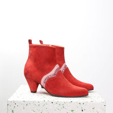 Load image into Gallery viewer, Karen Suede Red &amp; Glitter - last pair 35 - Emma Go Shoes
