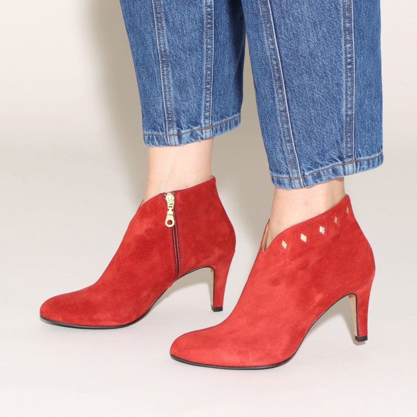 Tania Suede Red and Gold - last pairs 39 - Emma Go Shoes
